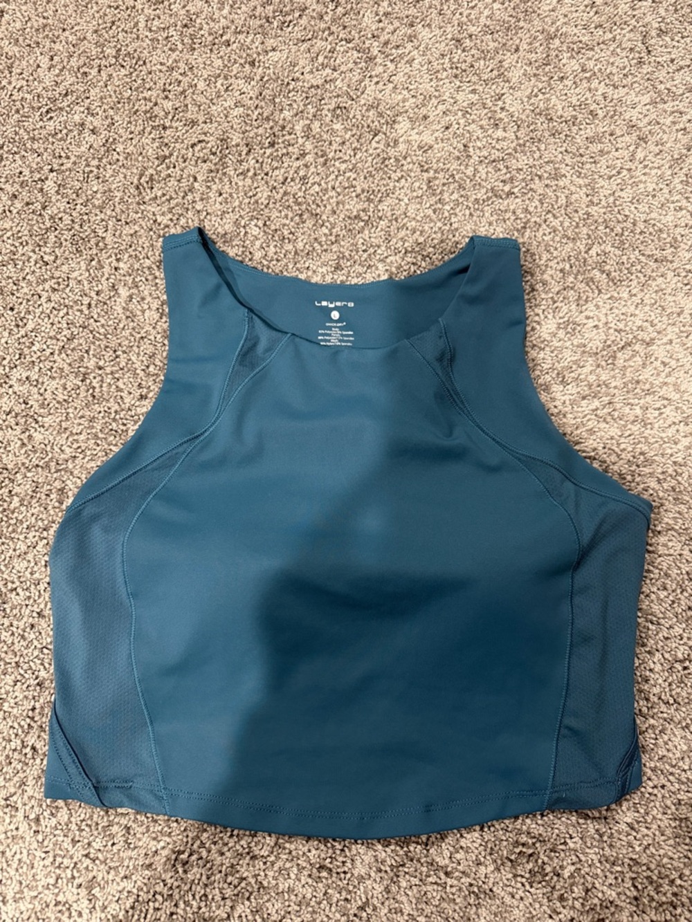 Deep Teal High-Neck Cropped Work Out Tank